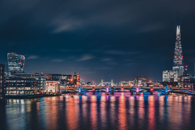 Illuminated city at night