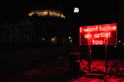 Road sign at night