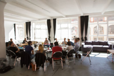 People sitting on table