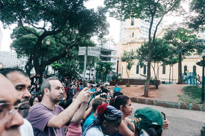 Group of people on street in city