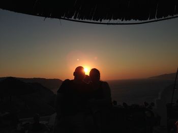 Silhouette of mountain at sunset