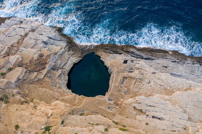 High angle view of rock formation