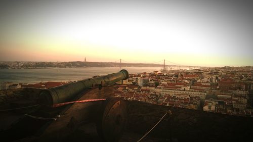 View of city at sunset