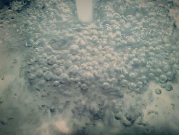 Close-up of bubbles against sky