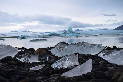 Scenic view of frozen sea against sky