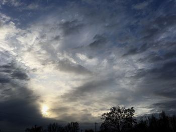 Low angle view of tree against cloudy sky