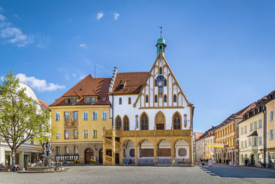 Gothic town hall on market square in amberg, germany