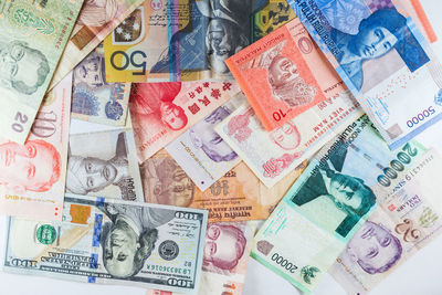 Close-up of paper currencies