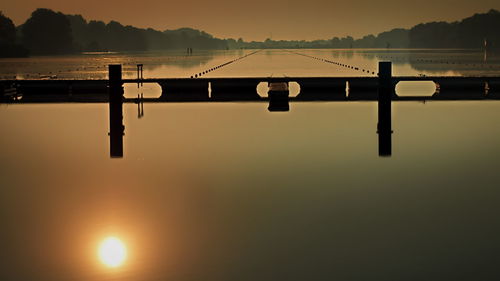 Scenic view of lake during sunset