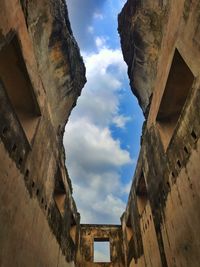 Low angle view of old buildings against sky