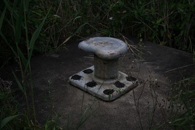 High angle view of old abandoned on field
