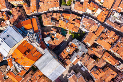 Beautiful orange roofs of venice in italy. aerial view.