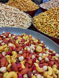 High angle view of vegetables for sale at market stall