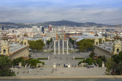 High angle view of buildings in city