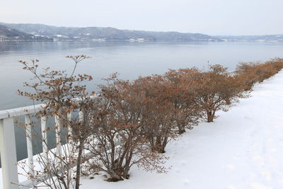 Scenic view of frozen lake against sky