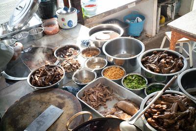 High angle view of food on table