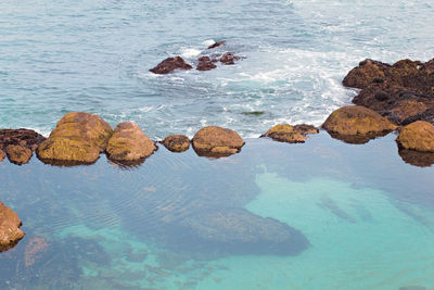 Scenic view of rocks in sea