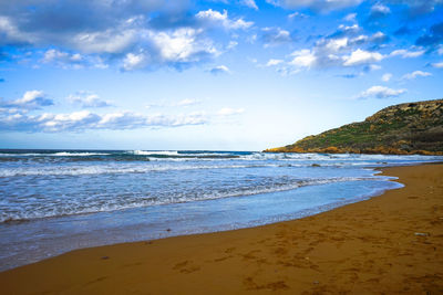 Scenic view of beach against sky