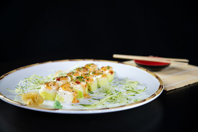 Close-up of meal served in plate