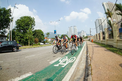 Road passing through city