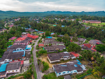 High angle view of townscape against sky