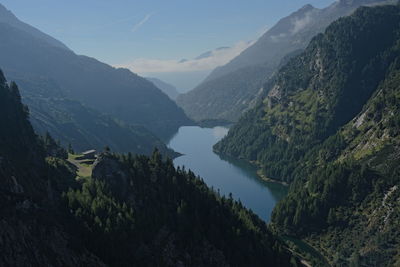 High angle view of mountains against sky