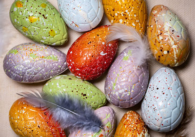 High angle view of multi colored candies