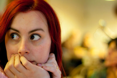 Close-up portrait of beautiful young woman