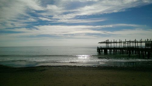 Scenic view of sea against cloudy sky