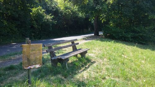 Empty bench in park