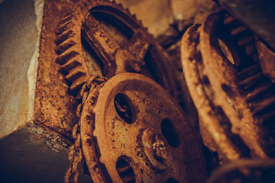 Close-up of rusty machine part