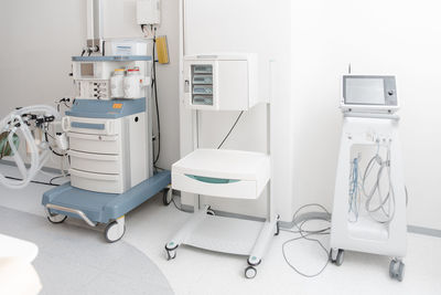 Machinery and medical equipment in hospital room