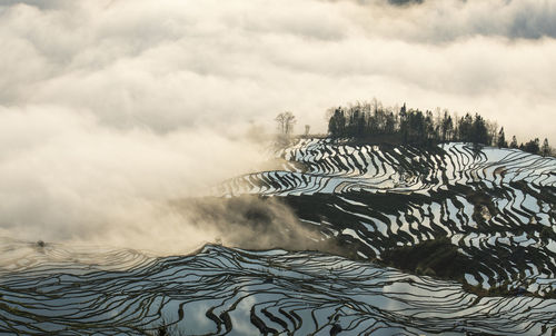 Scenic view of land against sky