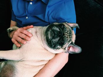 Man holding pug