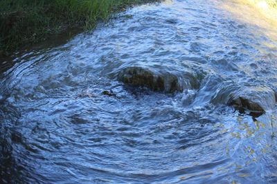 High angle view of flowing water