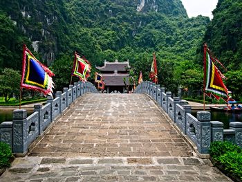 Staircase leading towards temple outside building