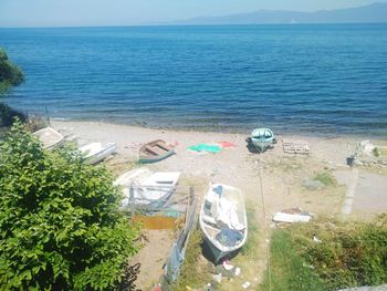 High angle view of beach against sky