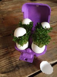 High angle view of food on table