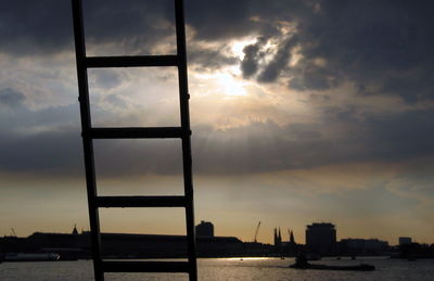 Silhouette of city at sunset