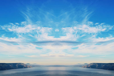 Digital composite image of sea against sky