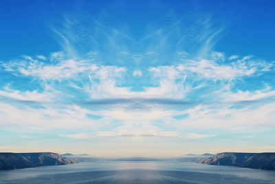 Digital composite image of sea against sky