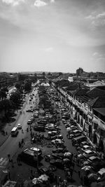 High angle view of cityscape against sky