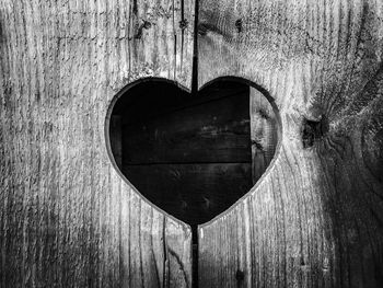 Close-up of heart shape on door