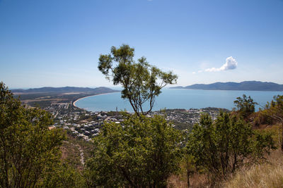 Scenic view of landscape against blue sky