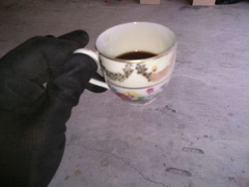 Close-up of coffee cup on table