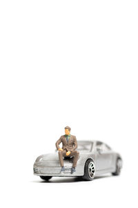 Close-up of toy car against white background