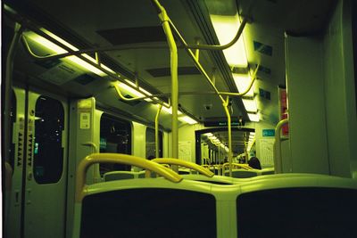 Empty seats in subway train