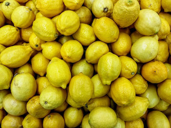 Full frame shot of lemons at market