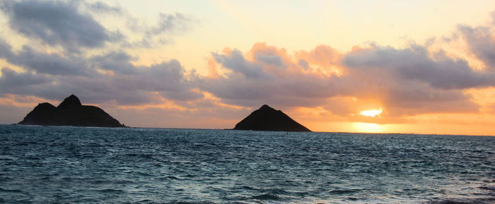 Scenic view of sea at sunset