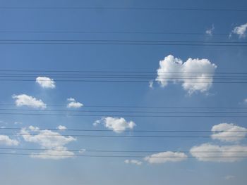 Low angle view of electricity pylon against sky